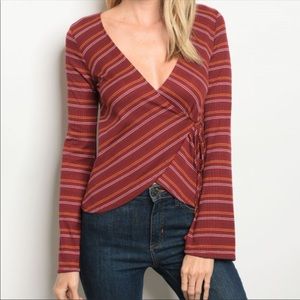 Just Arrived! Rust Orange and Yellow Striped Top